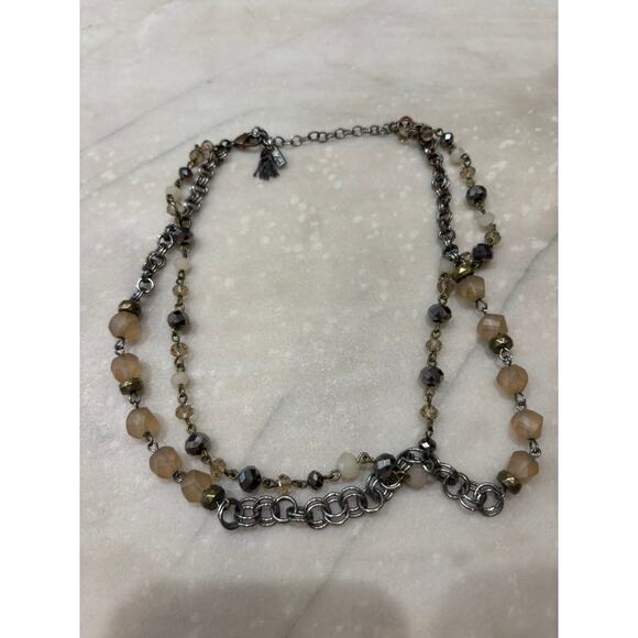 Beaded Brown Bronze Double Stranded NECKLACE - Picture 1 of 4